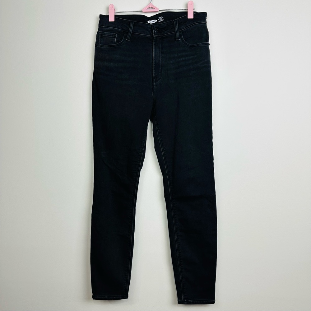 Old Navy Women's Dark Wash Black Rockstar Supper Skinny High Rise Jeans Size 8